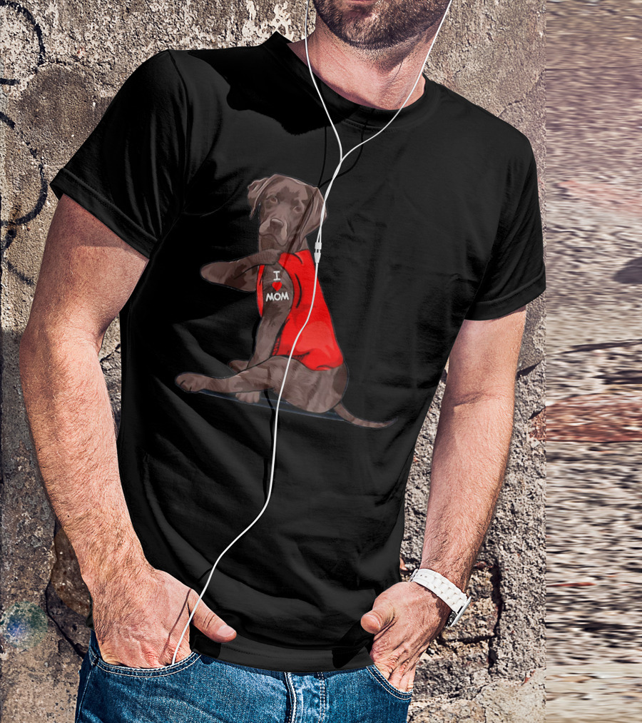I Love Mom Chocolate Lab Tattoo Labrador Mom T-Shirt