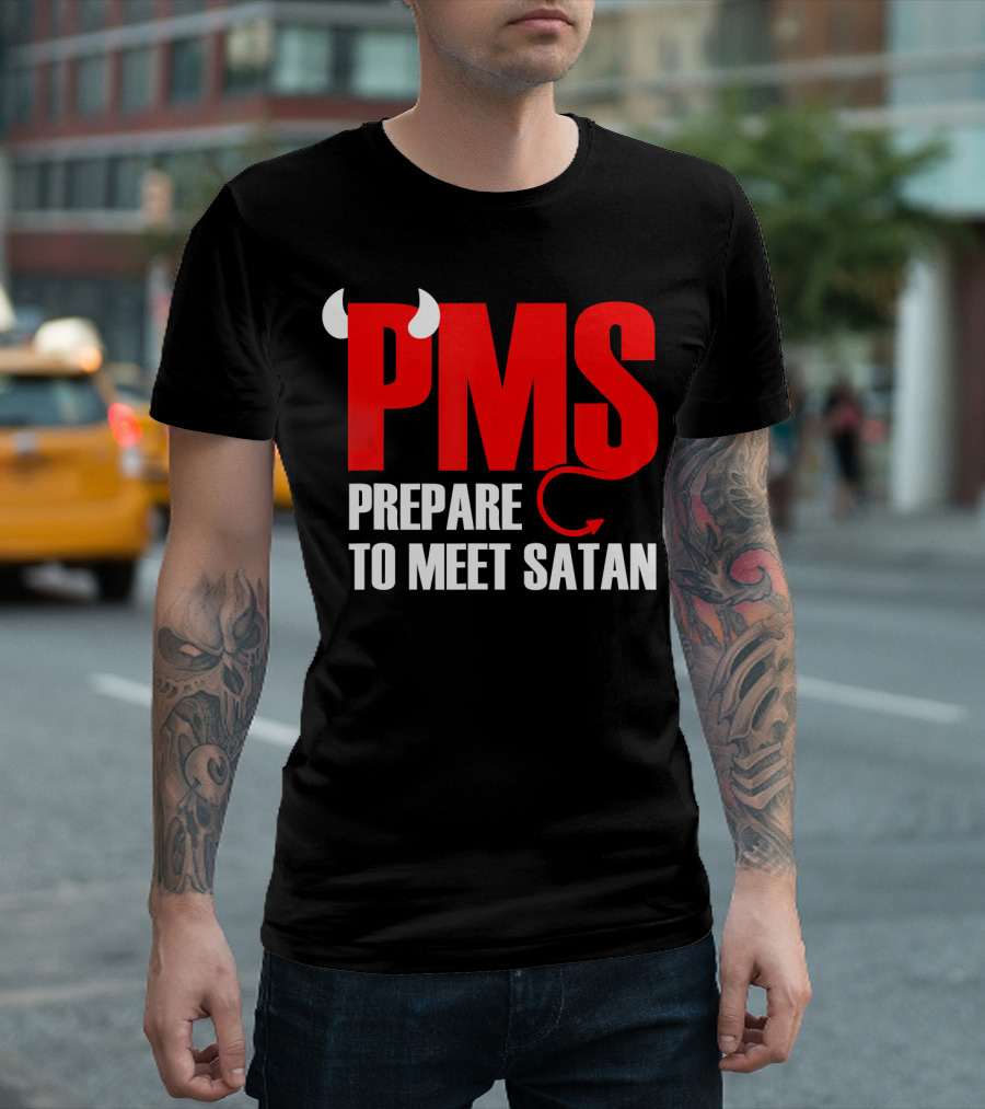 PMS Prepare to Meet Satan Devil Horns Tail T-Shirt