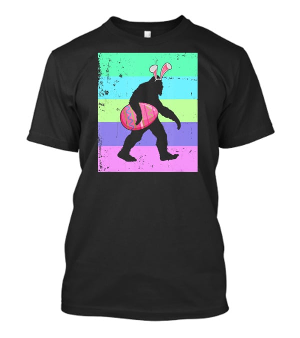 Vintage Bigfoot Easter Bunny Eggs Sasquatch Retro Gradient T-Shirt