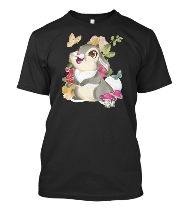 Disney Bambi Thumper Vintage Floral Butterfly Mushrooms Flowers T-Shirt