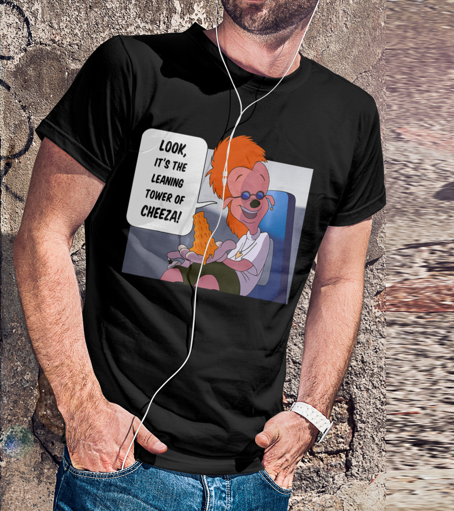 Disney A Goofy Movie Character With Leaning Tower Of Cheeza Scene T-Shirt