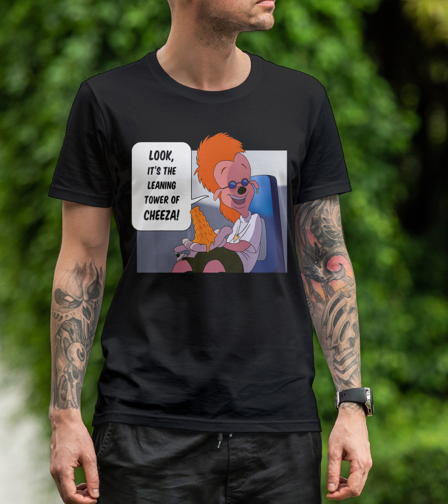 Disney A Goofy Movie Character With Leaning Tower Of Cheeza Scene T-Shirt