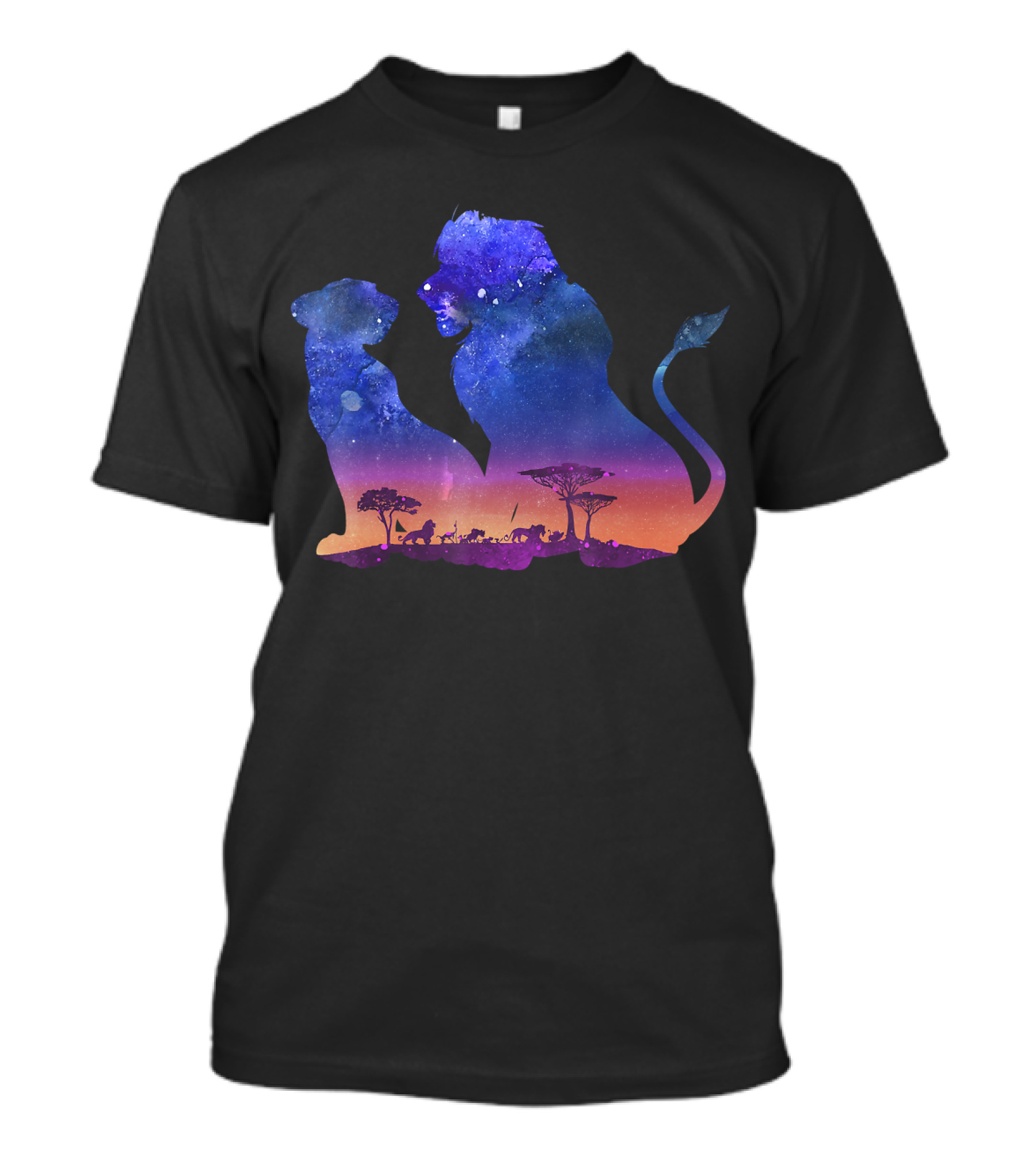Disney The Lion King Simba And Nala Starry Savannah Silhouette Scene T-Shirt