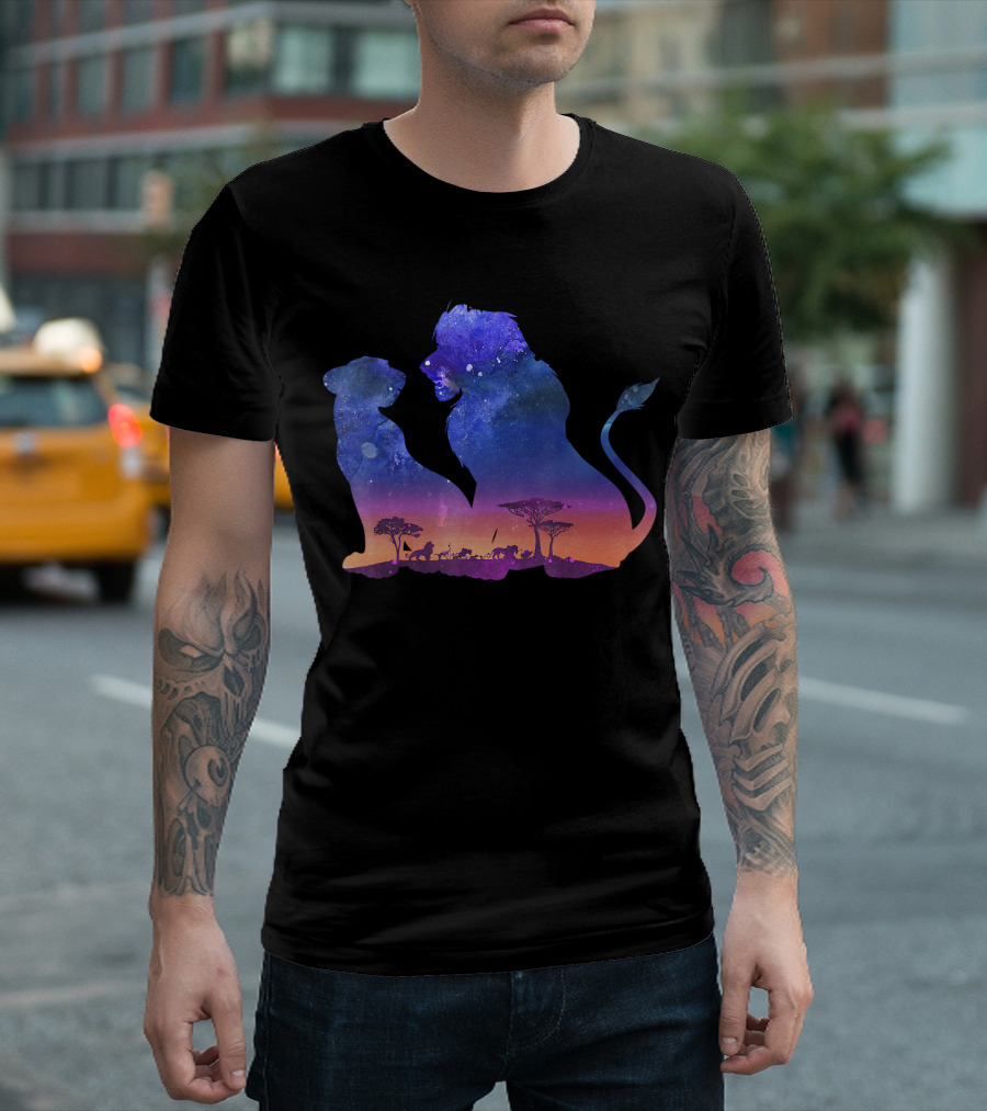 Disney The Lion King Simba And Nala Starry Savannah Silhouette Scene T-Shirt