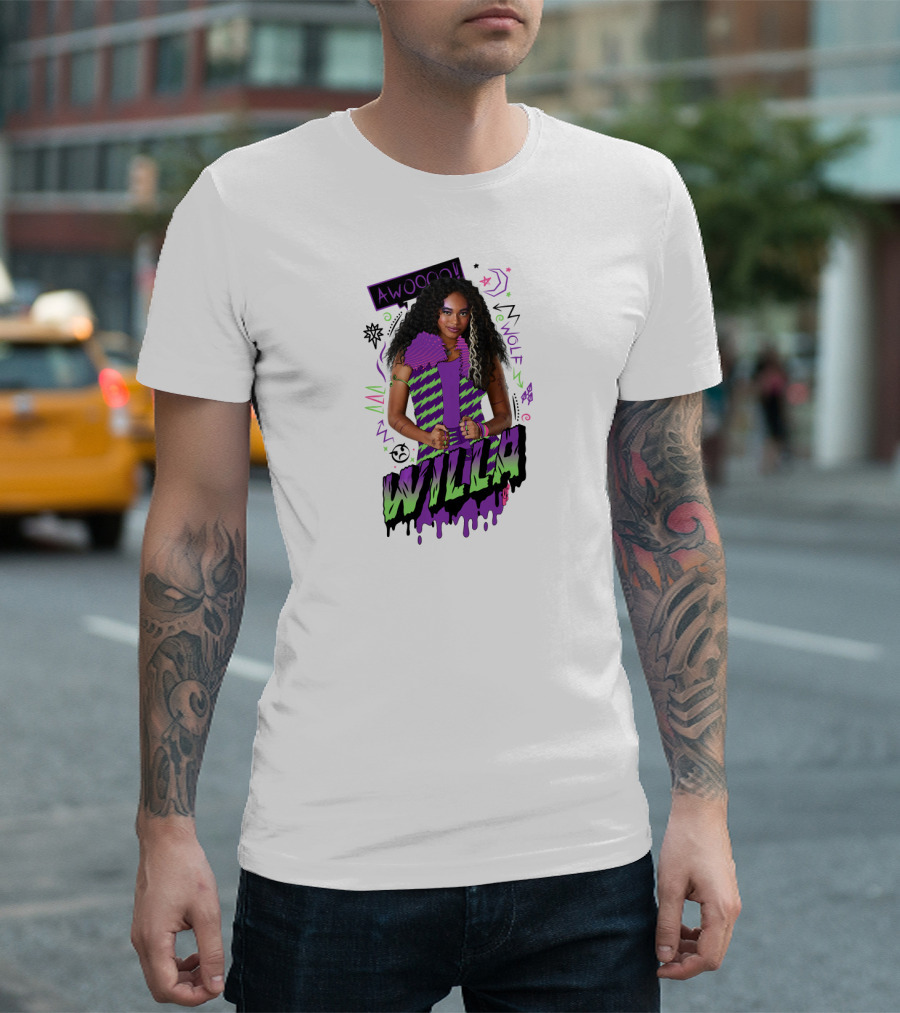 Disney Zombies 2 Willa Wolf Awooo Neon T-Shirt