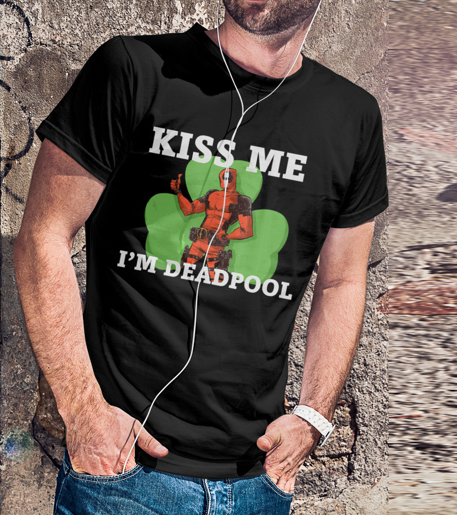 Marvel Kiss Me I'm Deadpool St. Patrick's Day Shamrock T-Shirt