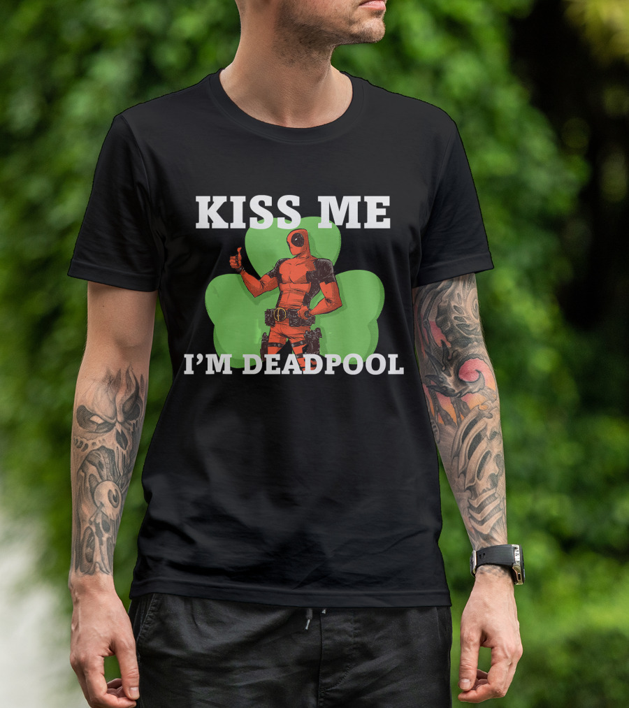 Marvel Kiss Me I'm Deadpool St. Patrick's Day Shamrock T-Shirt