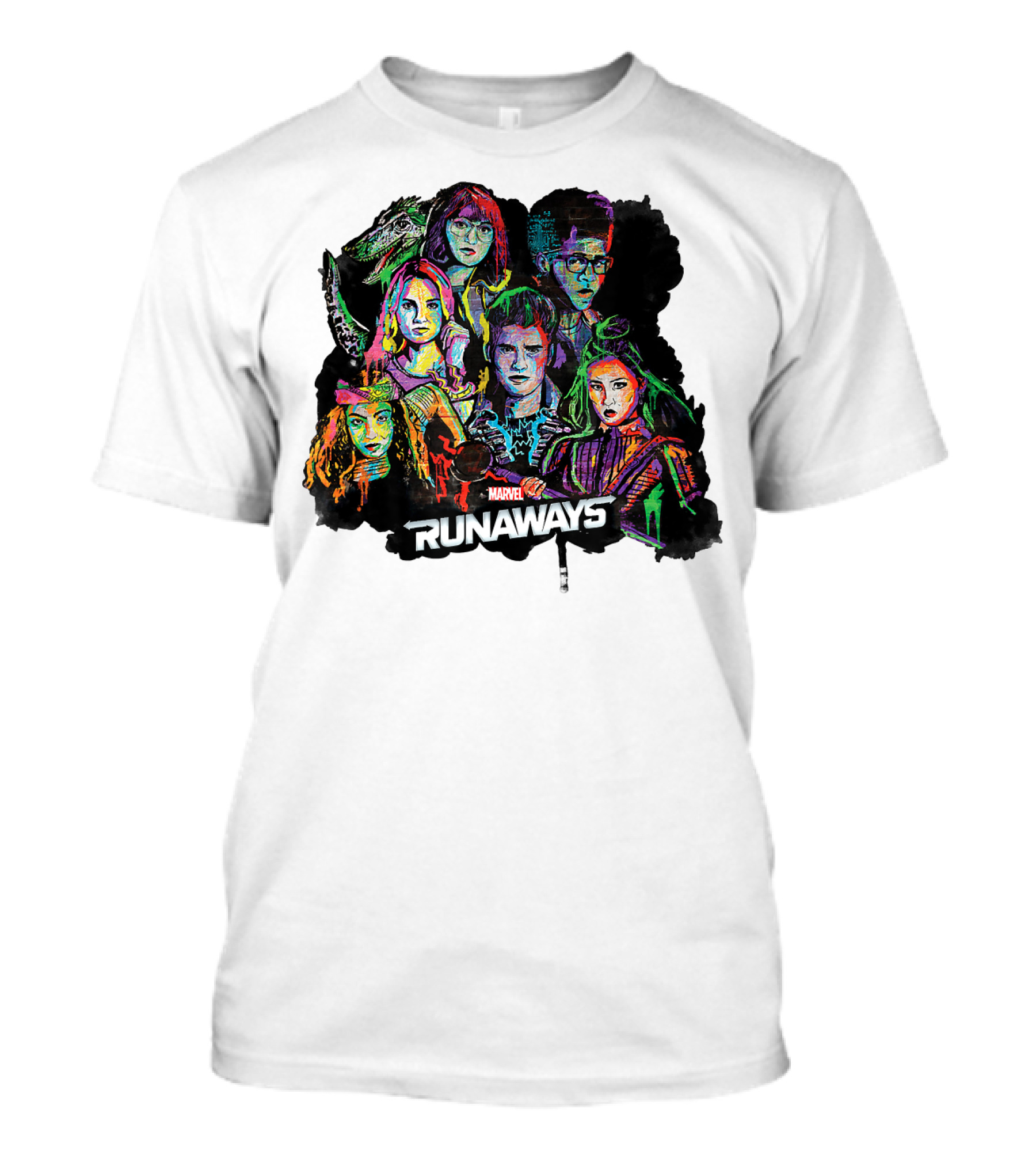 Marvel Runaways Vibrant Character Portraits Group Shot T-Shirt