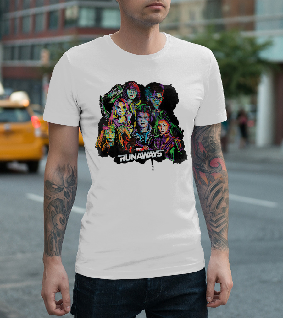 Marvel Runaways Vibrant Character Portraits Group Shot T-Shirt