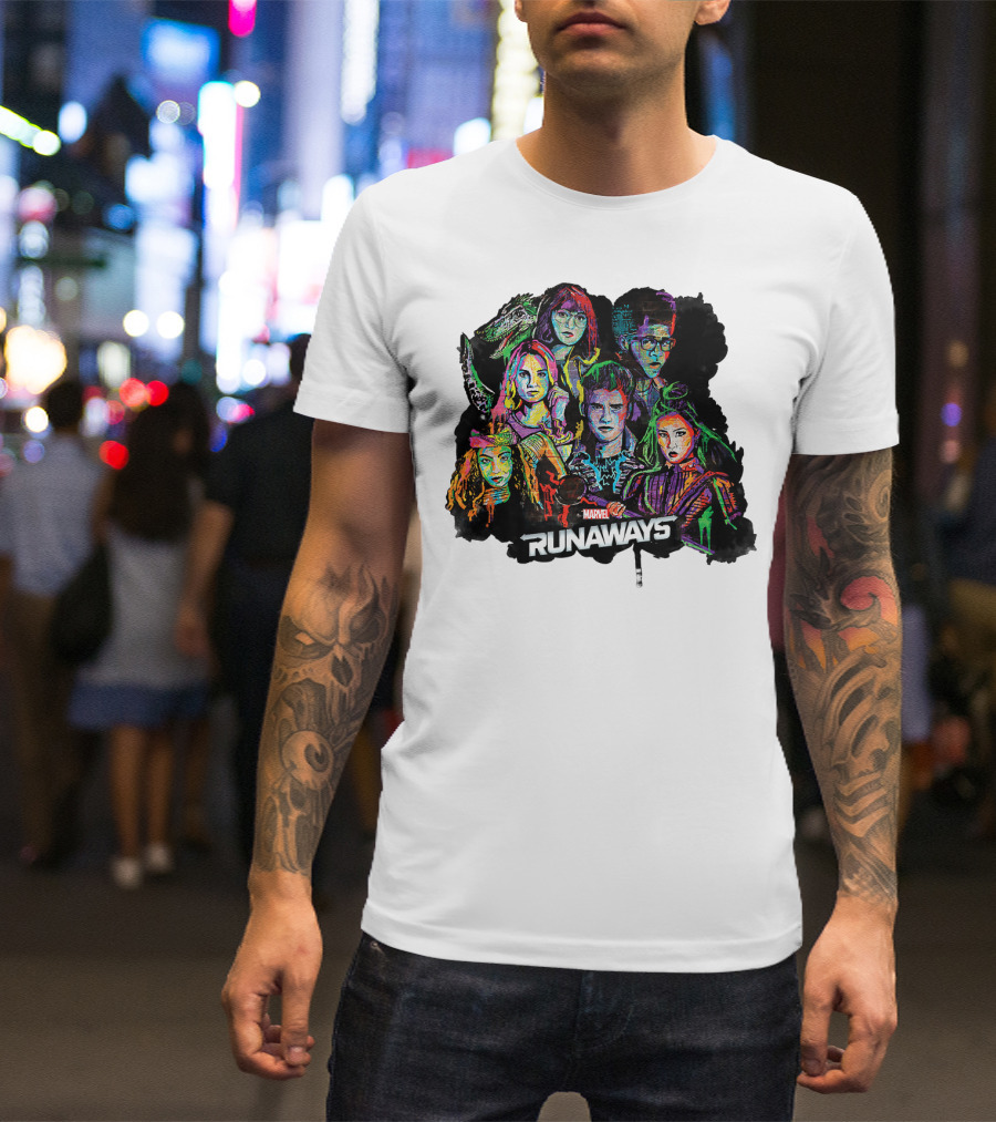 Marvel Runaways Vibrant Character Portraits Group Shot T-Shirt