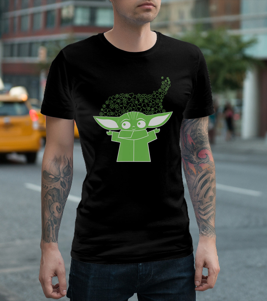 Star Wars The Mandalorian The Child Grogu Clover Charm T-Shirt