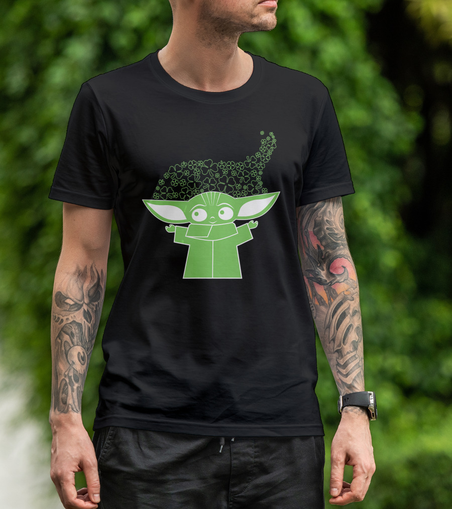 Star Wars The Mandalorian The Child Grogu Clover Charm T-Shirt