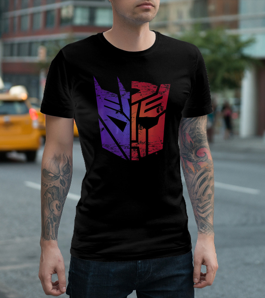 Transformers Decepticon Autobot Split Purple Red T-Shirt
