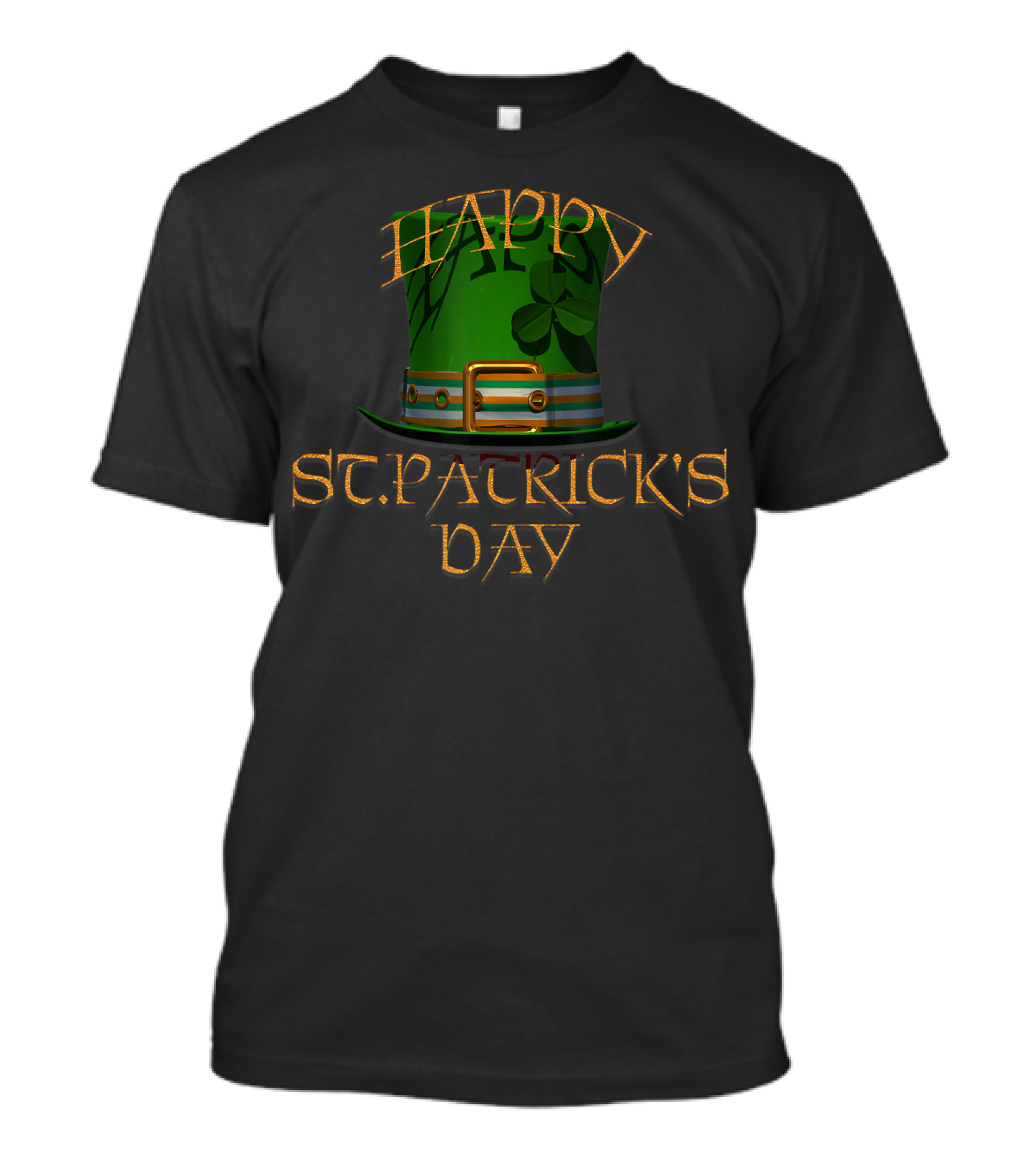 Happy St Patrick's Day Green Top Hat With Shamrock T-Shirt