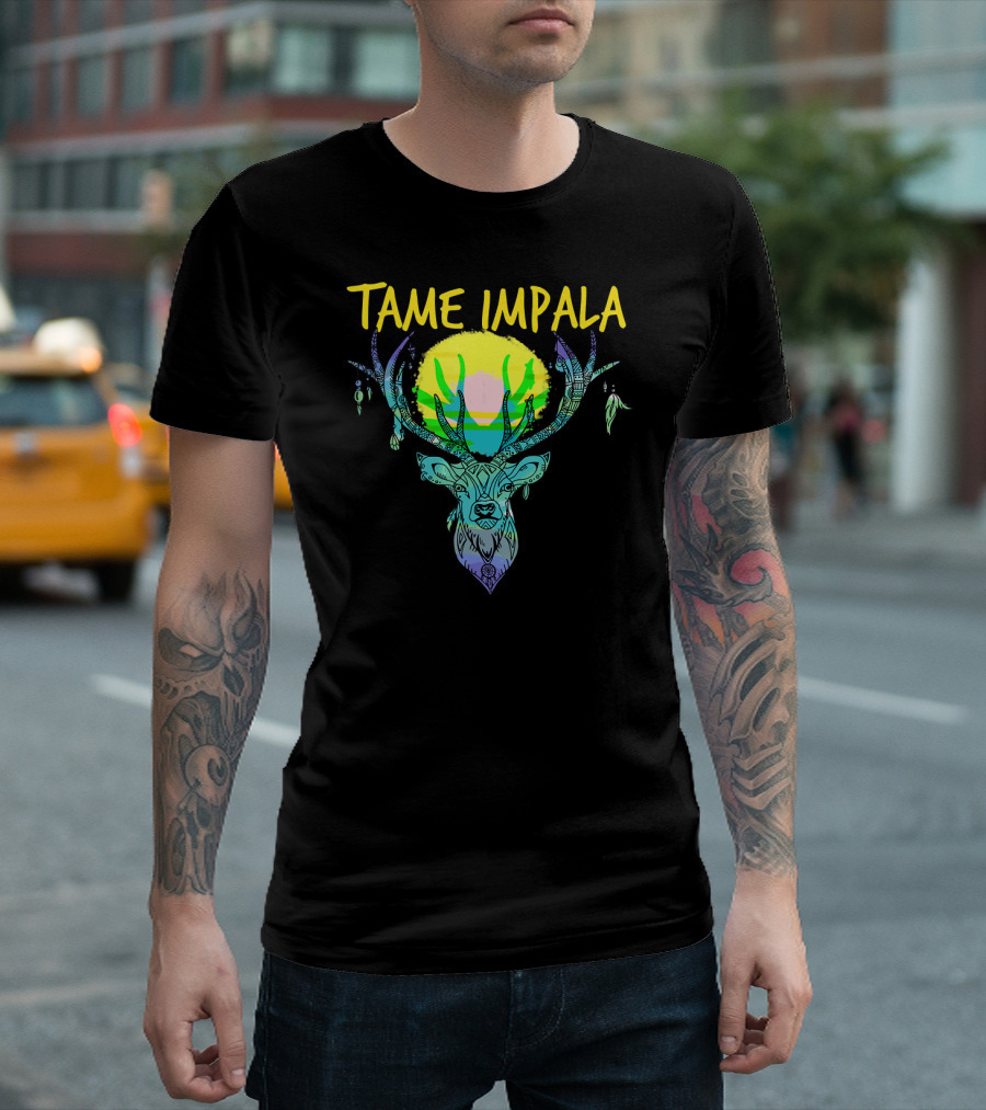 Tame Impala Deer Antlers Sunburst Psychedelic T-Shirt
