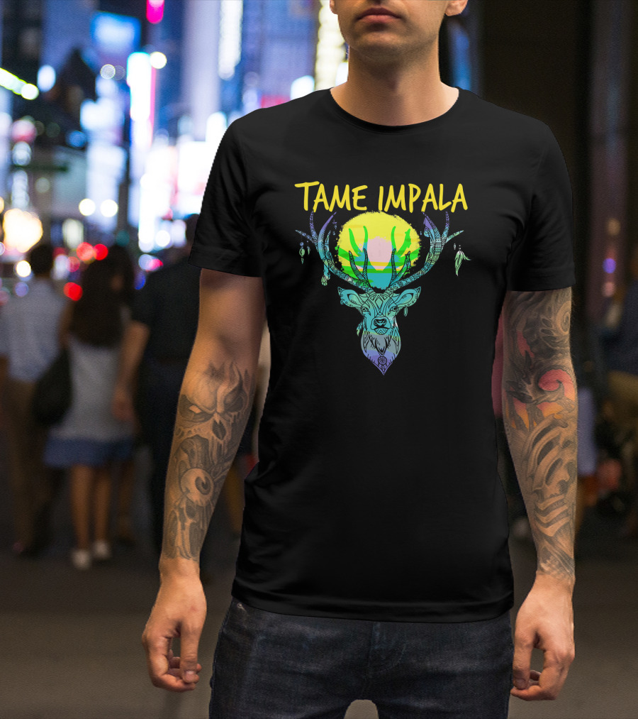 Tame Impala Deer Antlers Sunburst Psychedelic T-Shirt