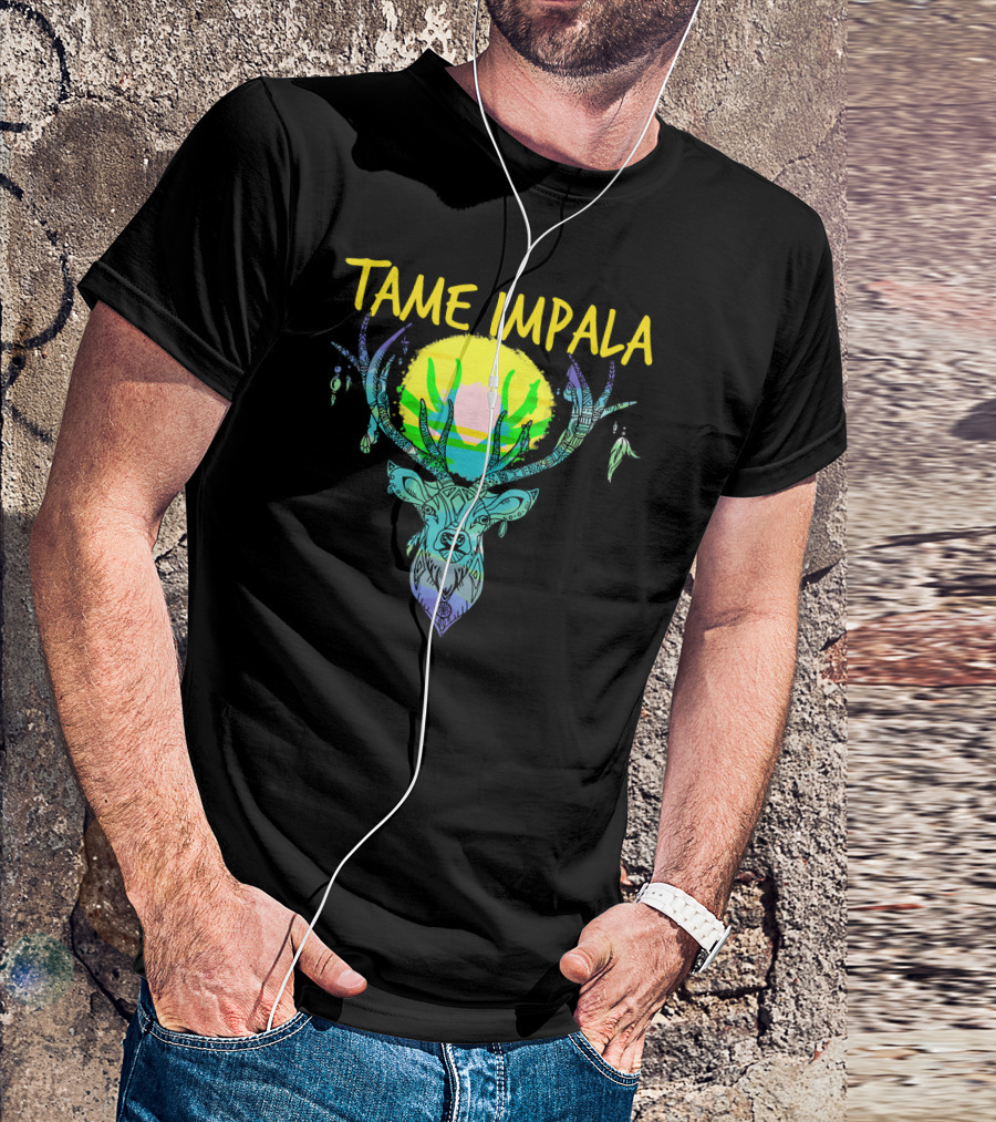 Tame Impala Deer Antlers Sunburst Psychedelic T-Shirt