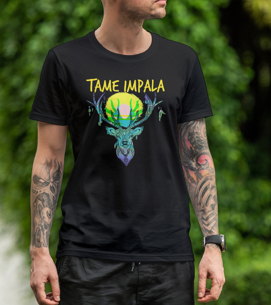 Tame Impala Deer Antlers Sunburst Psychedelic T-Shirt