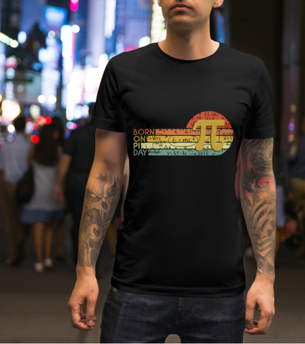 Born On Pi Day Math Equations Vintage Sunset Pi T-Shirt