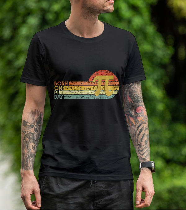 Born On Pi Day Math Equations Vintage Sunset Pi T-Shirt