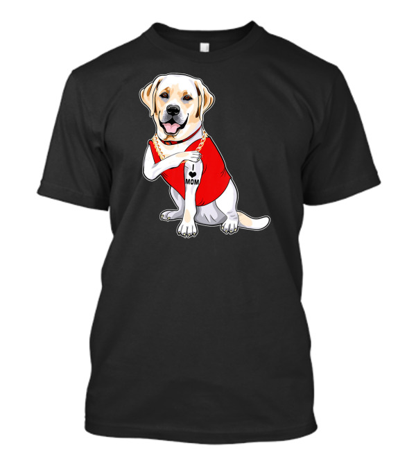 Labrador Retriever I Love Mom Tattoo Red Shirt Gold Chain T-Shirt