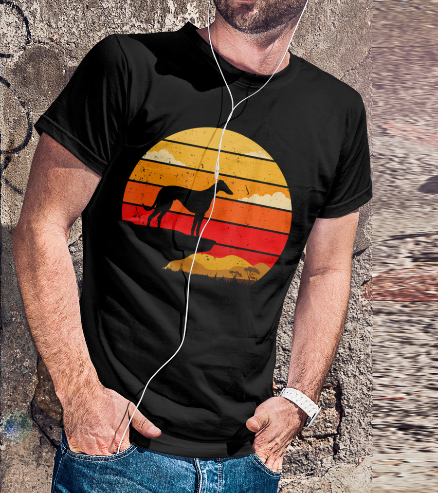 Vintage Italian Greyhound Silhouette Scenic Sunset T-Shirt