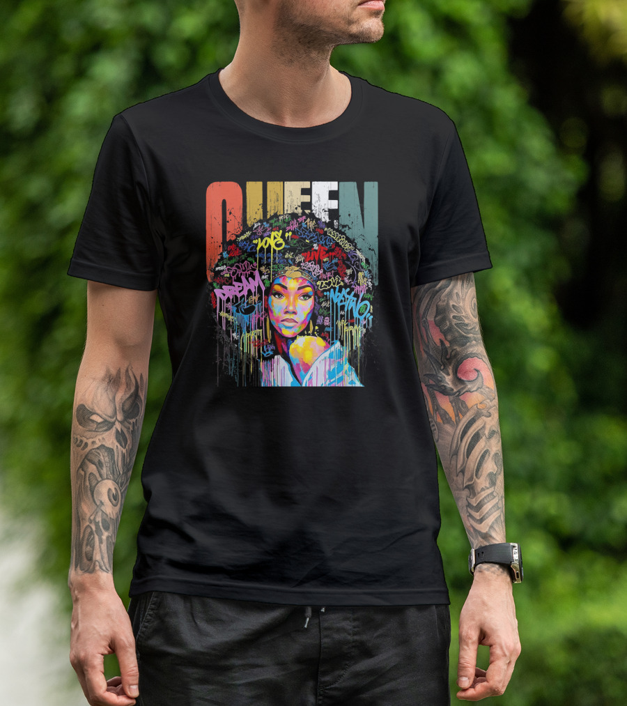 Queen African American Educated Strong Graffiti T-Shirt