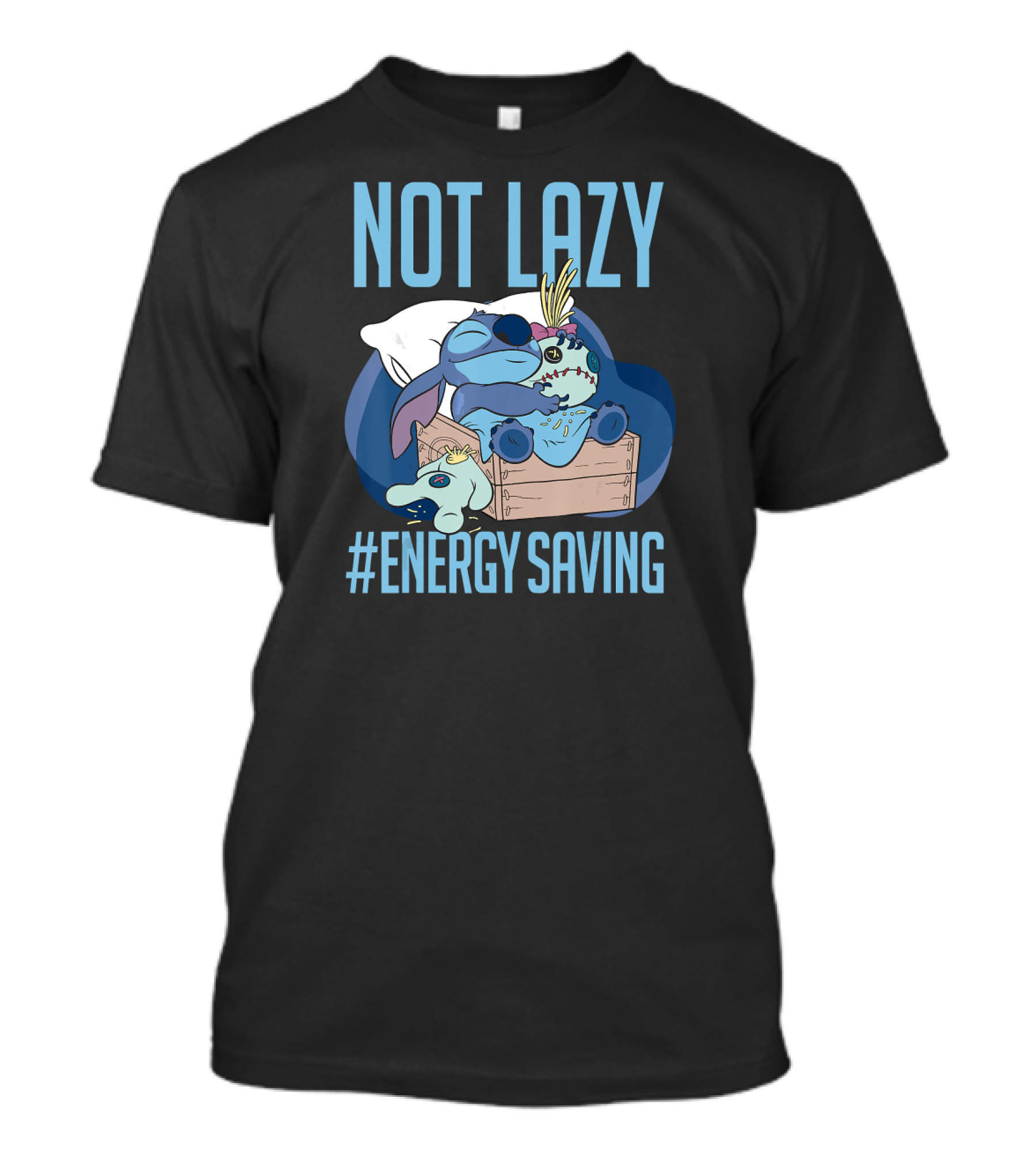 Not Lazy Energy Saving Disney Lilo Stitch Sleeping In Box T-Shirt