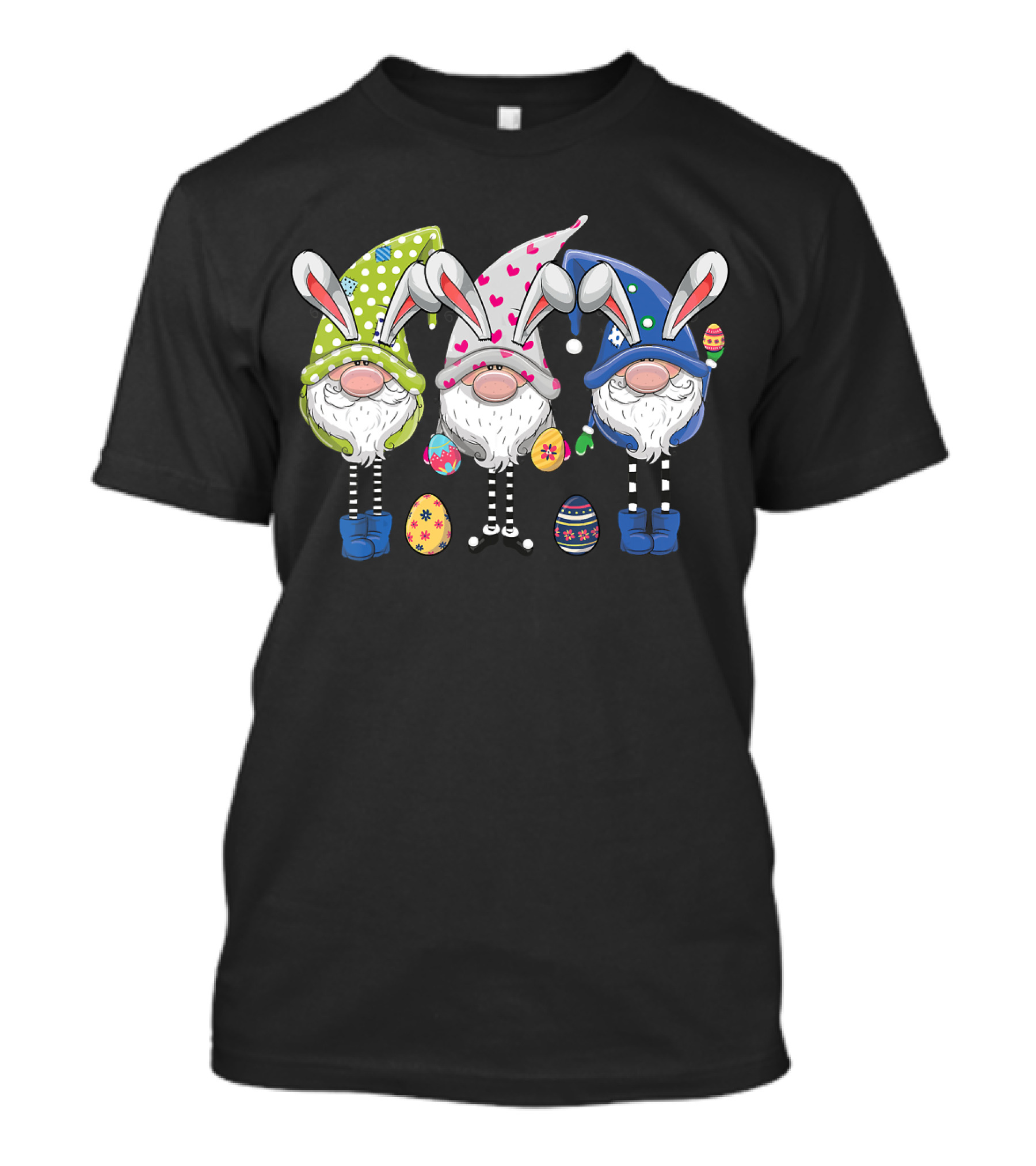 Easter Gnomes With Bunny Ears And Colorful Eggs For Egg Hunting T-Shirt