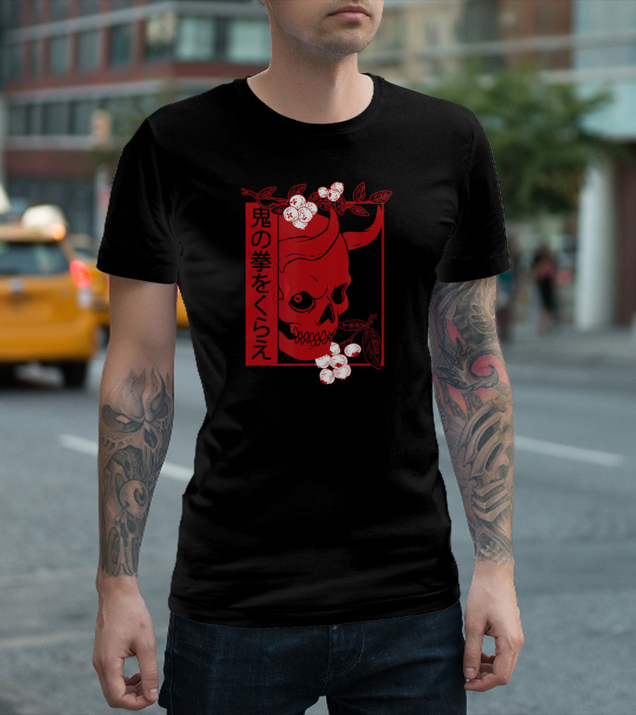 Japanese Demon Skull Oni Harajuku Aesthetic T-Shirt