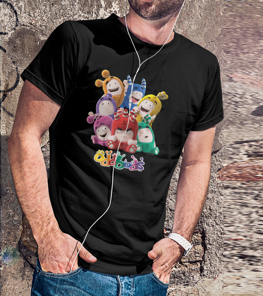 Oddbods All 7 Characters In Colorful Playful Poses T-Shirt