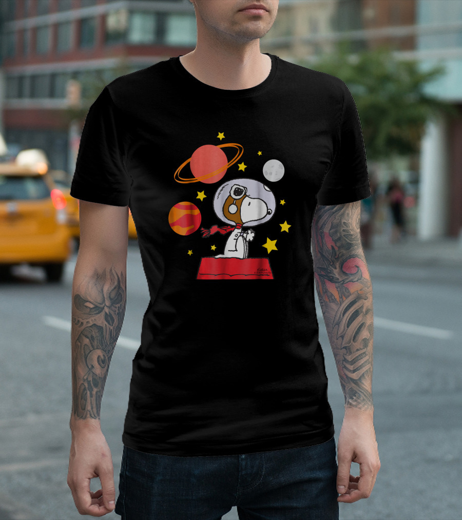 Peanuts Snoopy Astronaut With Planets And Stars T-Shirt