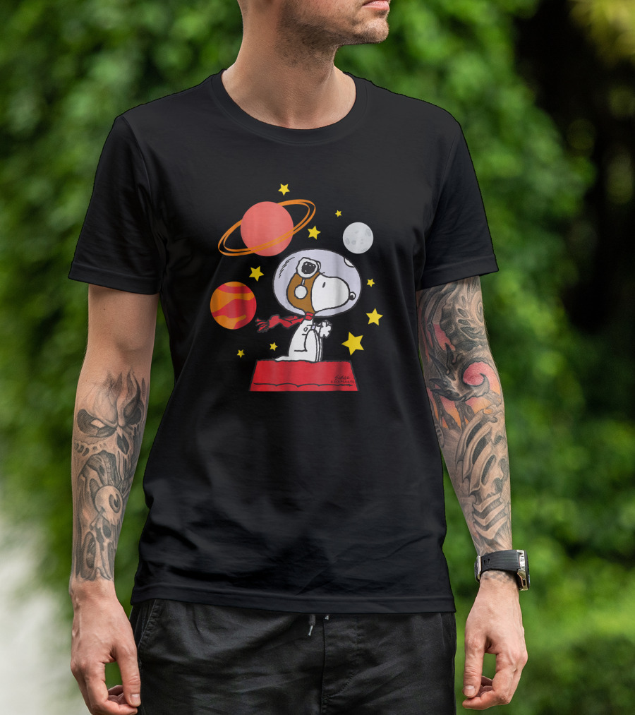 Peanuts Snoopy Astronaut With Planets And Stars T-Shirt