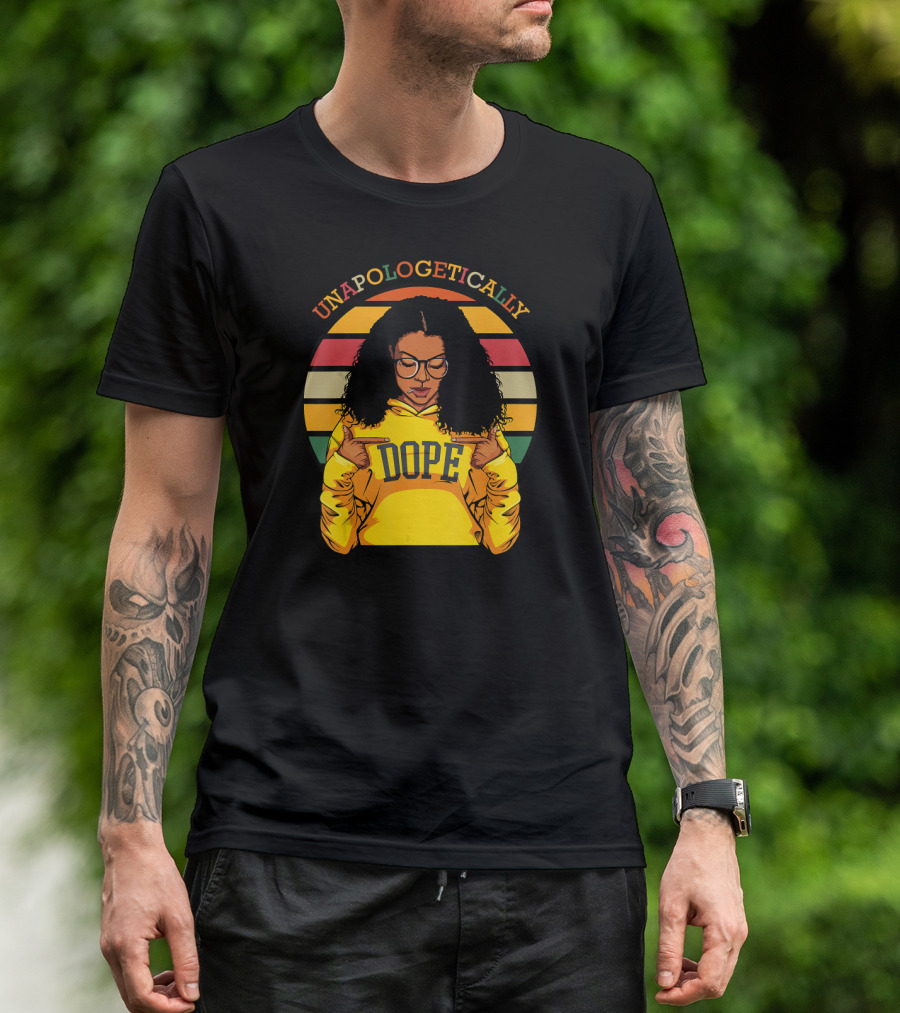 Unapologetically Dope Afro Pride Black History Month Retro Stripes T-Shirt