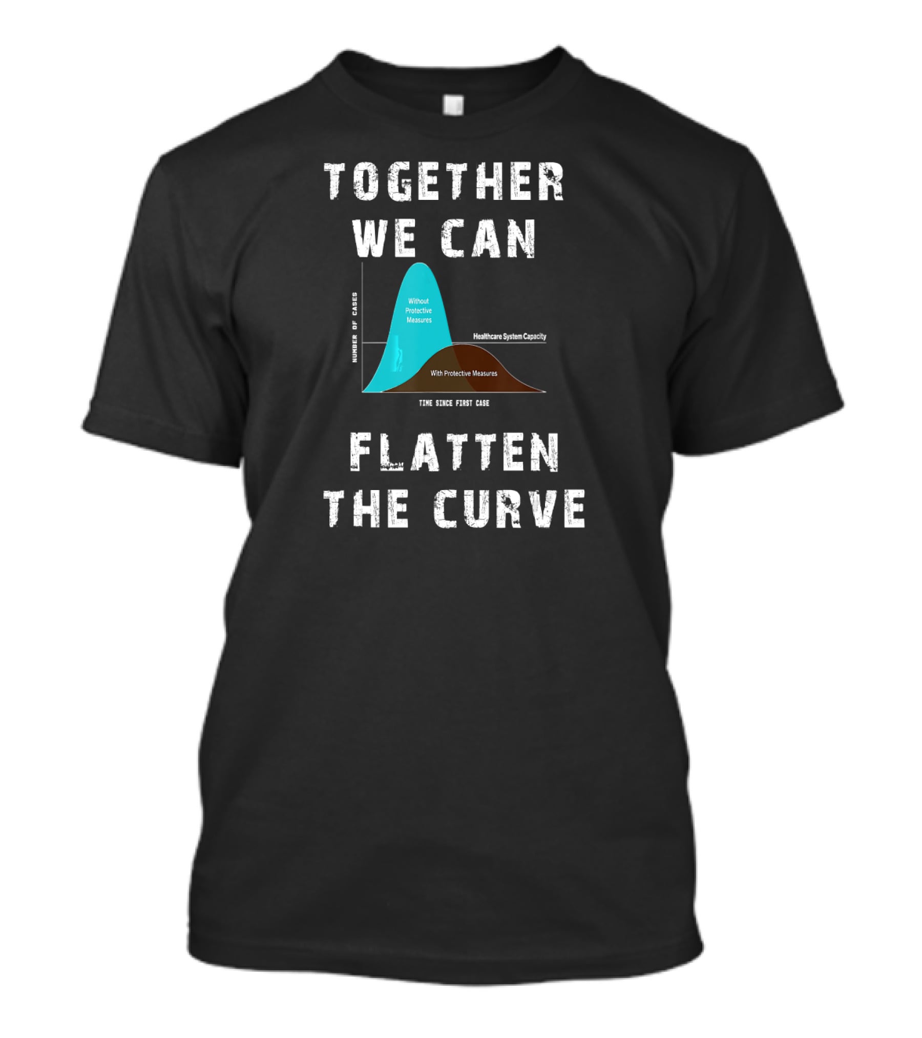 Together We Can Flatten The Curve With Protective Measures Graph T-Shirt