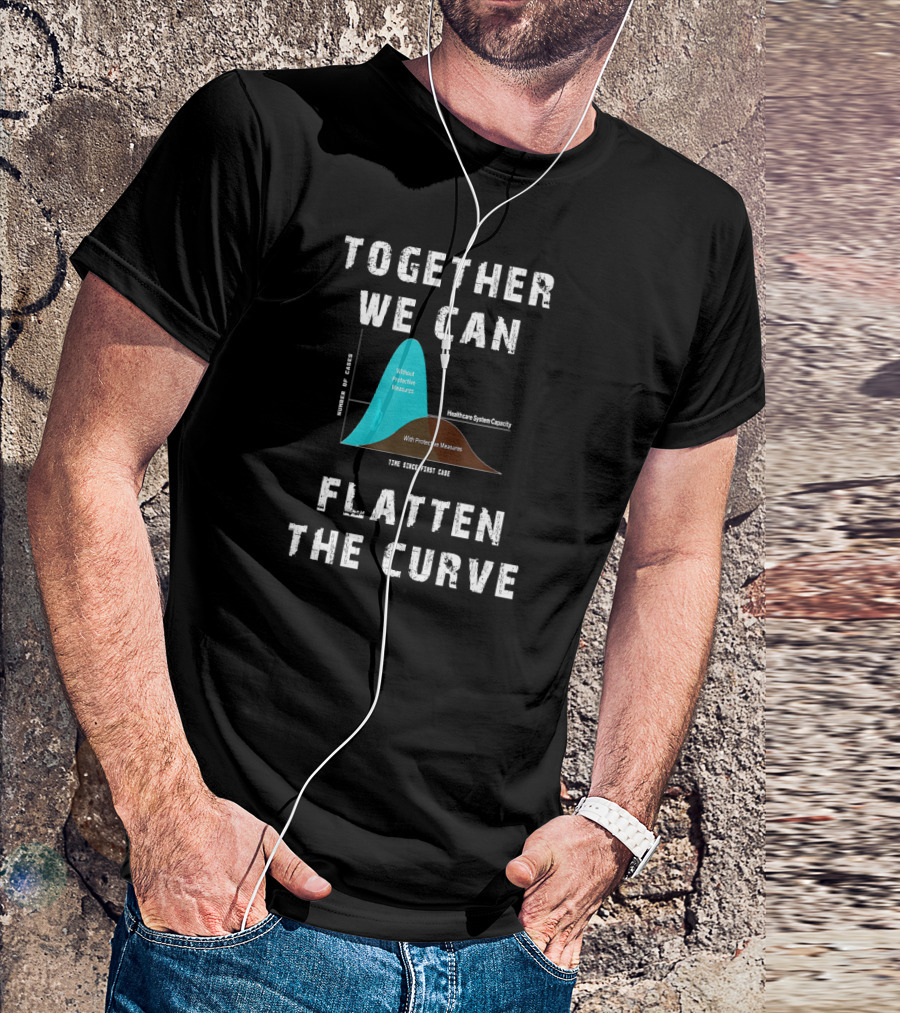 Together We Can Flatten The Curve With Protective Measures Graph T-Shirt