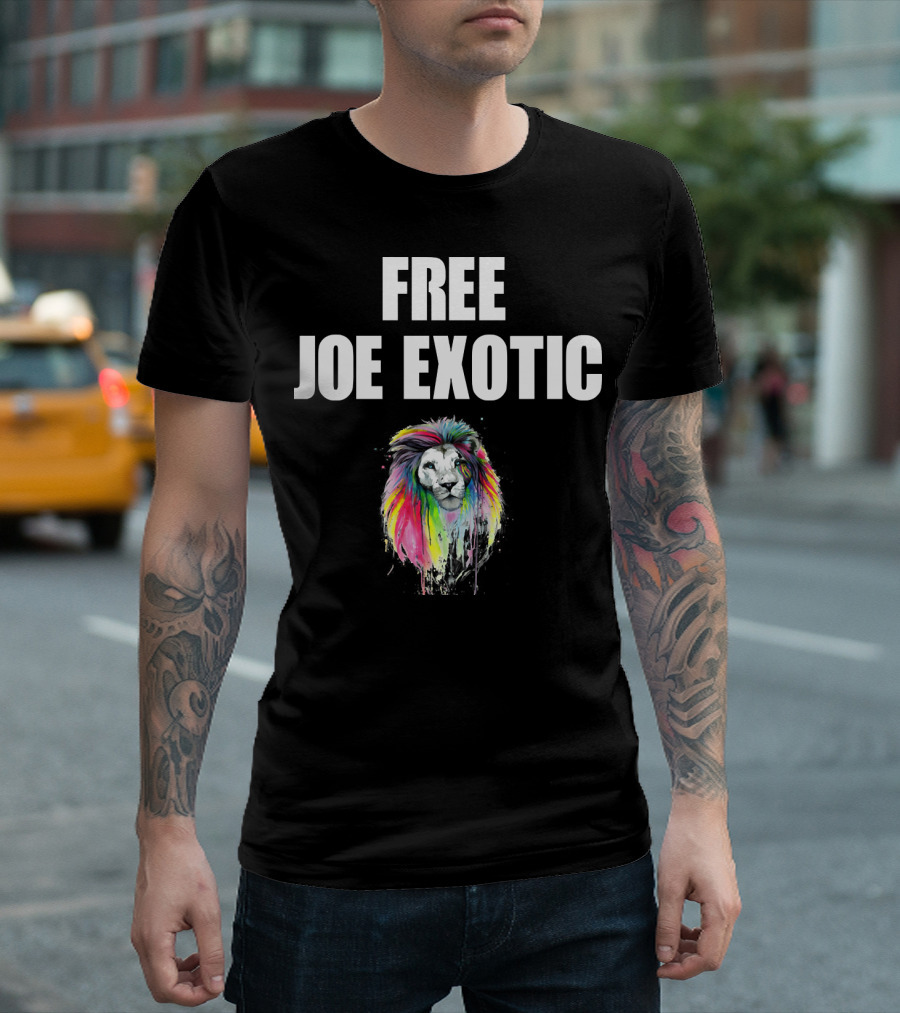 FREE JOE EXOTIC Colorful Lion Head T-Shirt