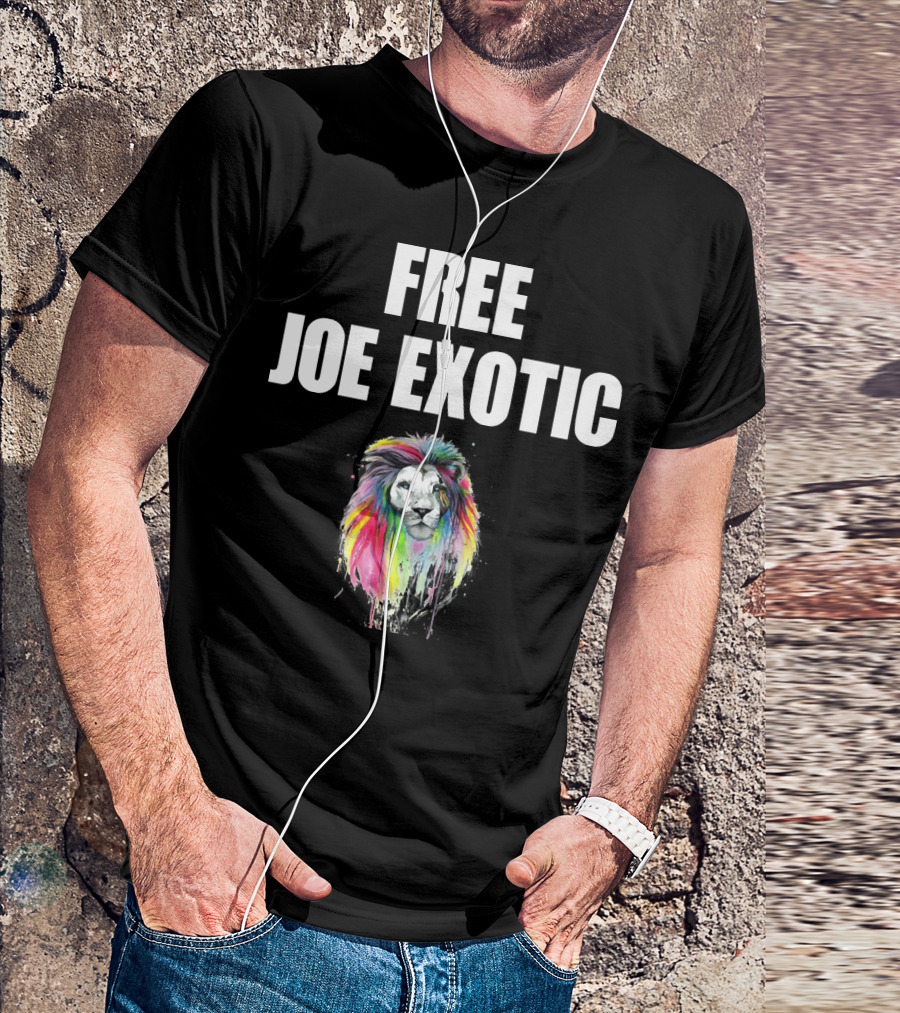 FREE JOE EXOTIC Colorful Lion Head T-Shirt