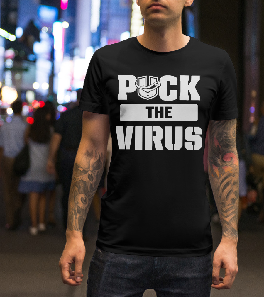 Puck The Virus Hockey Mask Sports Humorous Message T-Shirt