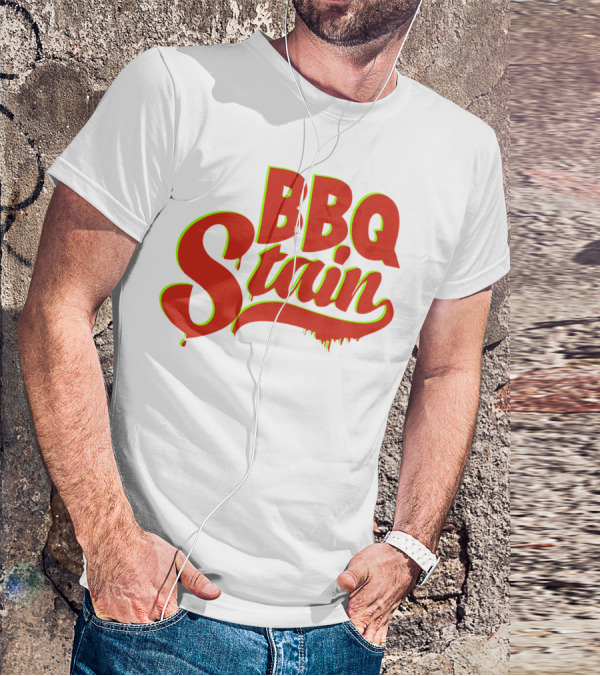 BBQ Stain Dripping Font Bold Red Green Outline T-Shirt