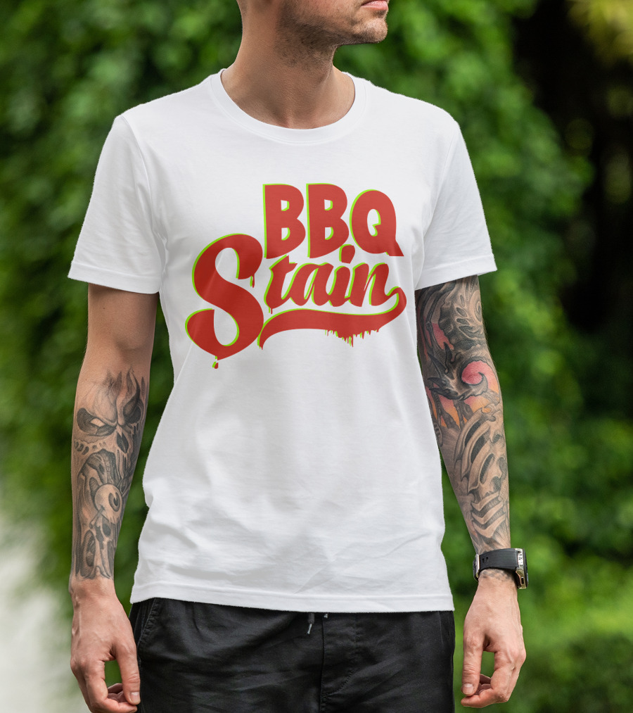 BBQ Stain Dripping Font Bold Red Green Outline T-Shirt