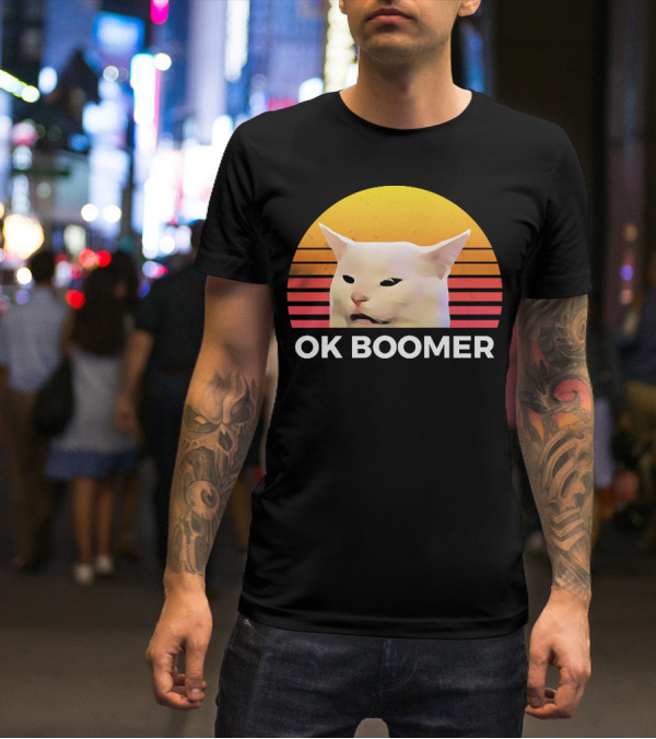 Cat Ok Boomer Retro Sunset T-Shirt
