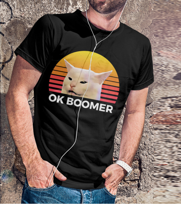 Cat Ok Boomer Retro Sunset T-Shirt