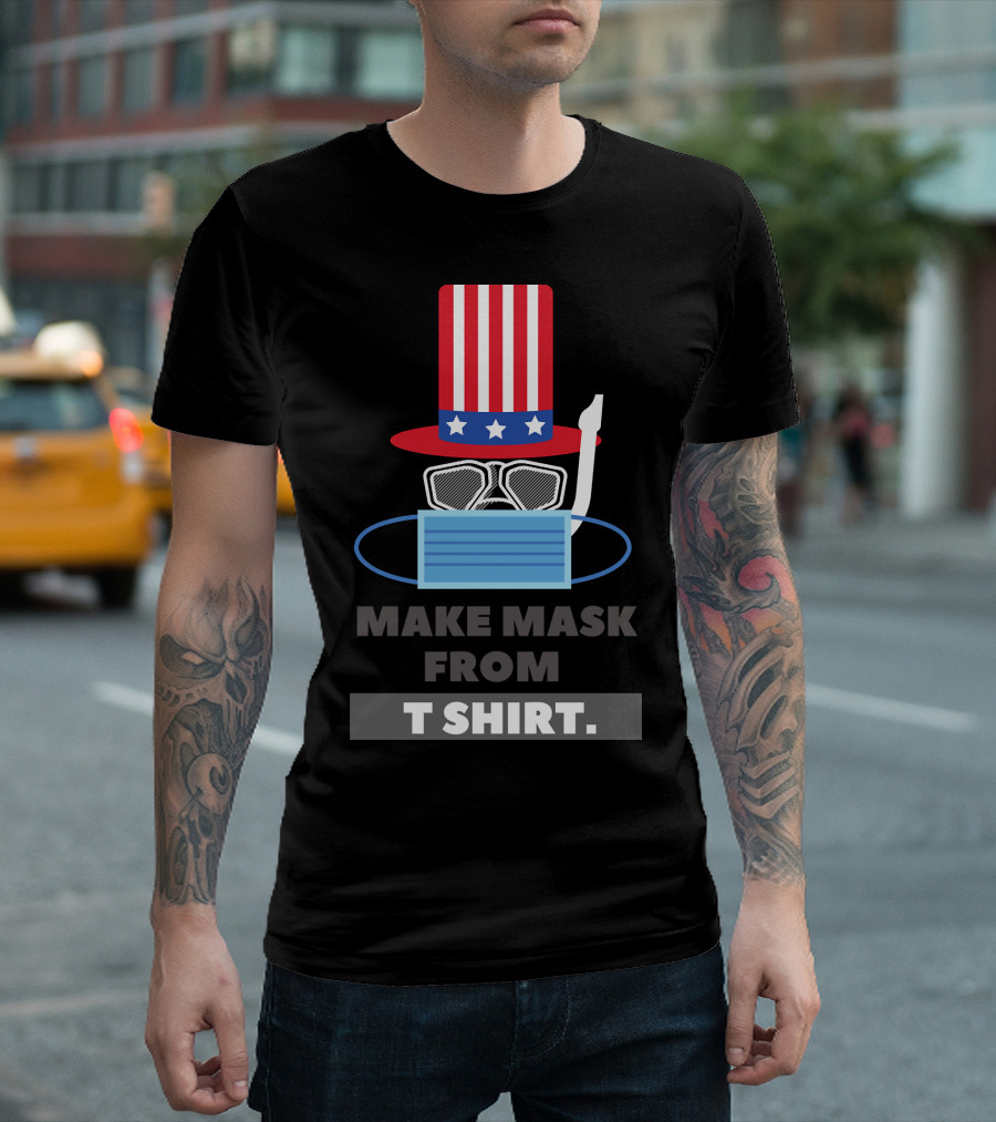 MAKE MASK FROM T SHIRT USA FLAG HAT STARS STRIPES MASK T-Shirt