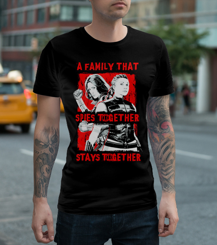 Marvel A Family That Spies Together Stays Together Black Widow Natasha Romanoff Yelena Belova T-Shirt