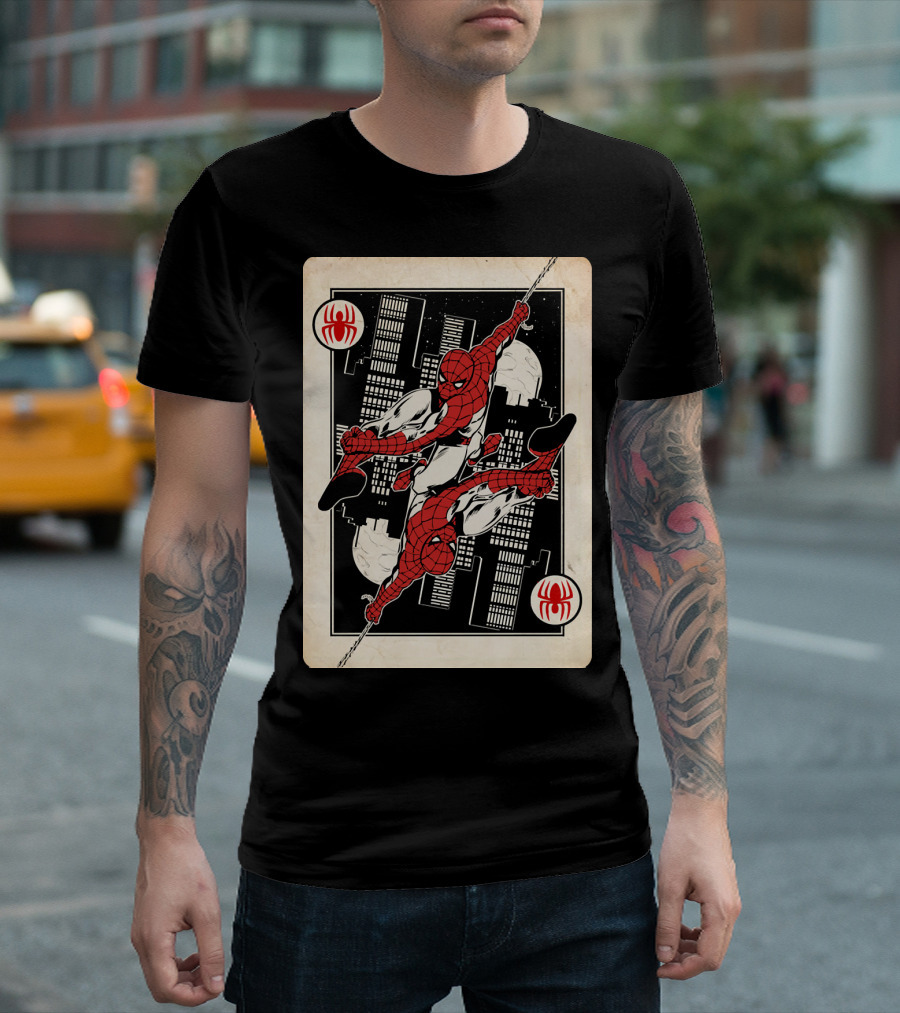 Marvel Spider-Man Ace Of Spades Card T-Shirt