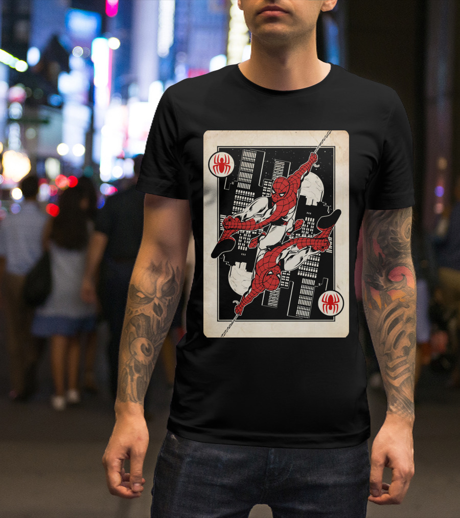 Marvel Spider-Man Ace Of Spades Card T-Shirt