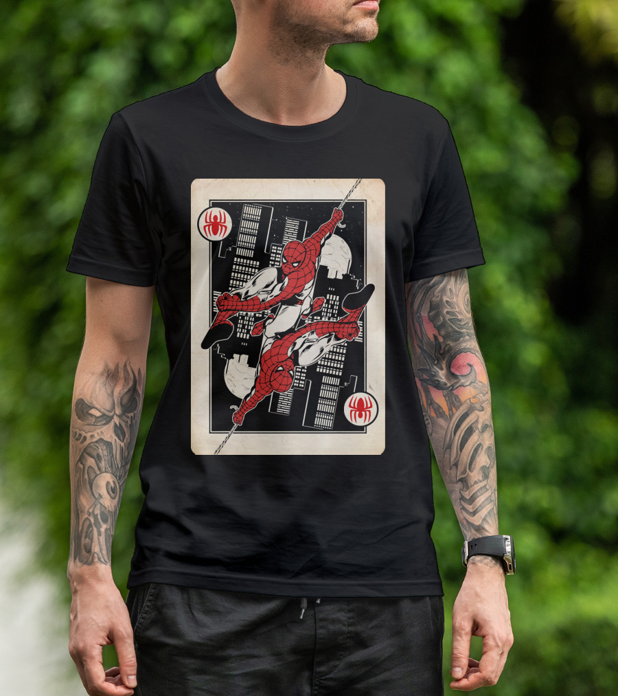 Marvel Spider-Man Ace Of Spades Card T-Shirt