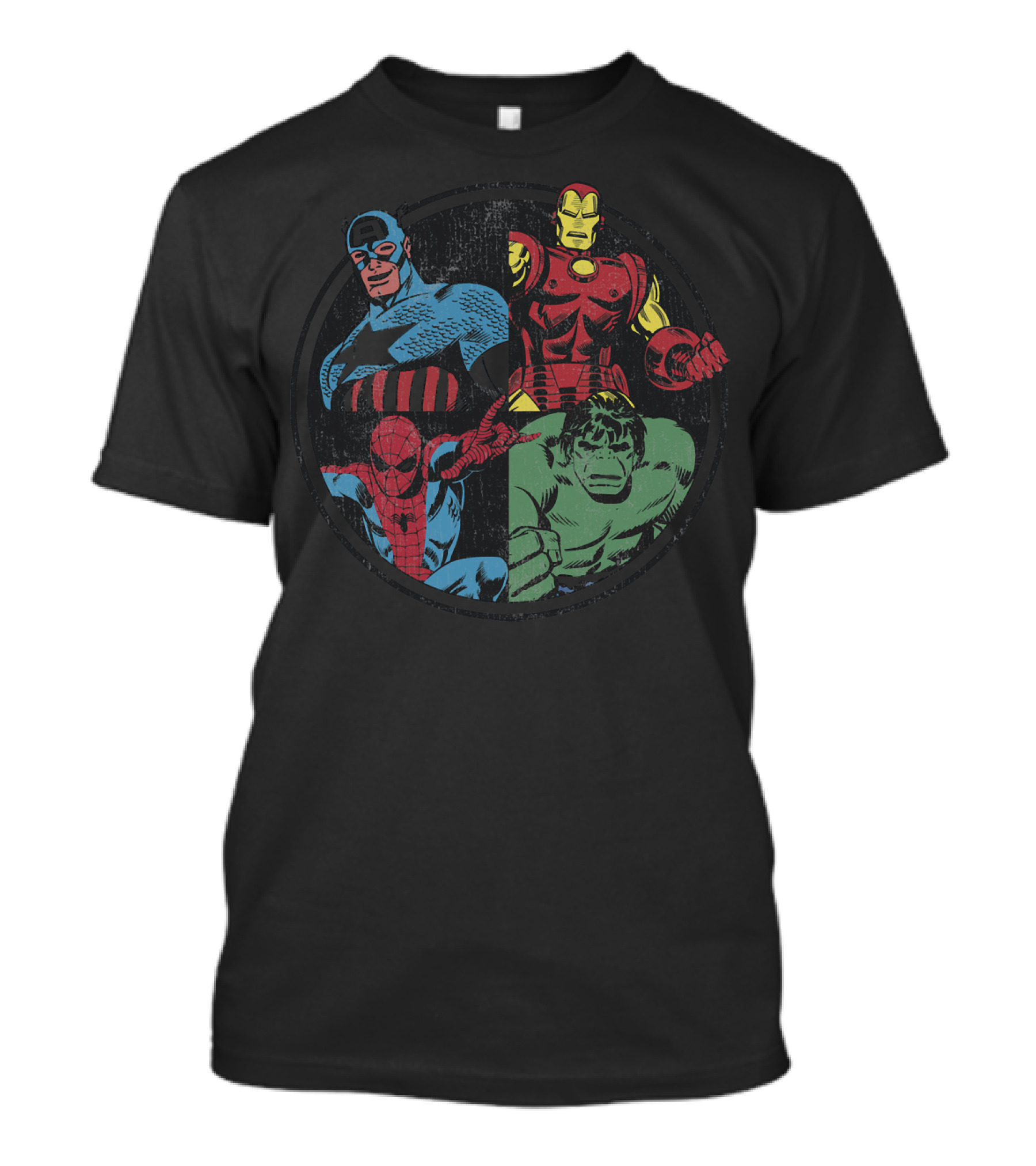 Marvel Avengers Assemble Captain America Spider-Man Iron Man Hulk T-Shirt