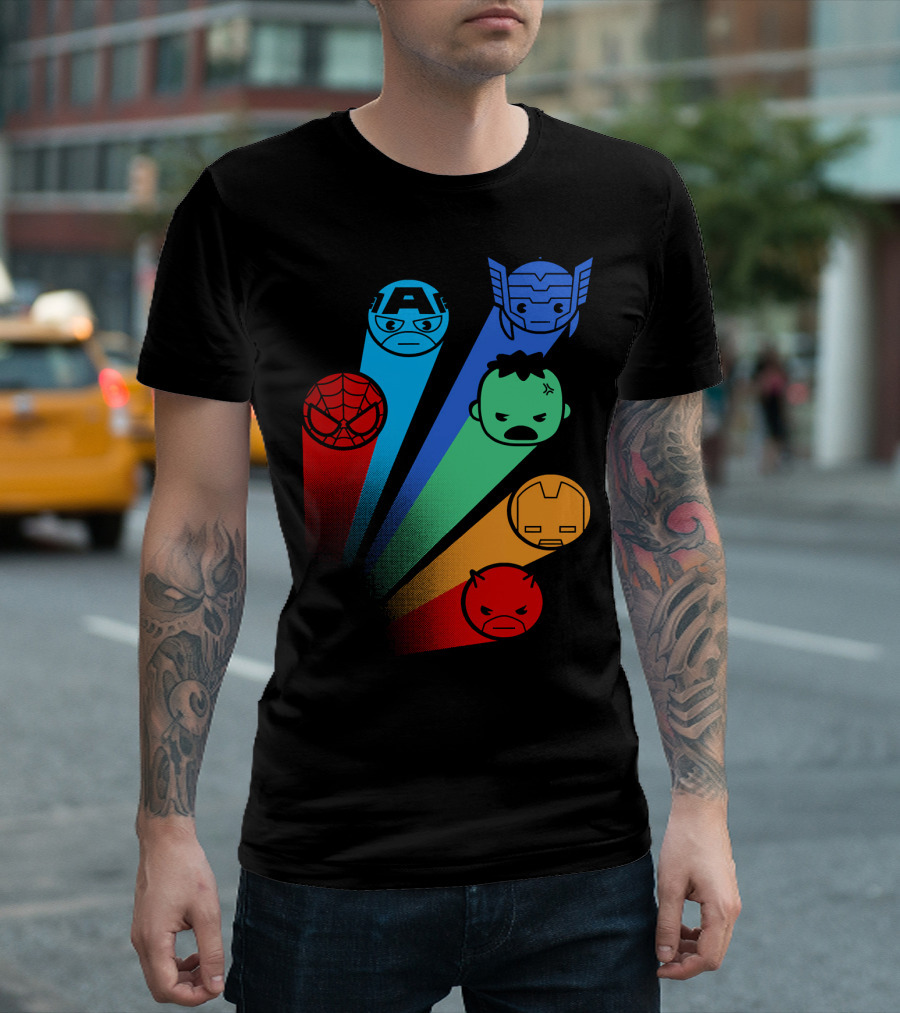 Marvel Avengers Captain America Thor Spider-Man Hulk Iron Man Daredevil Signals T-Shirt